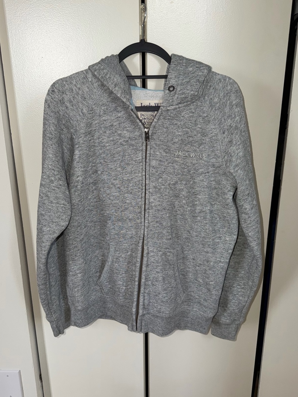 Jack Wills Heather Gray Full-Zip Hooded Sweater